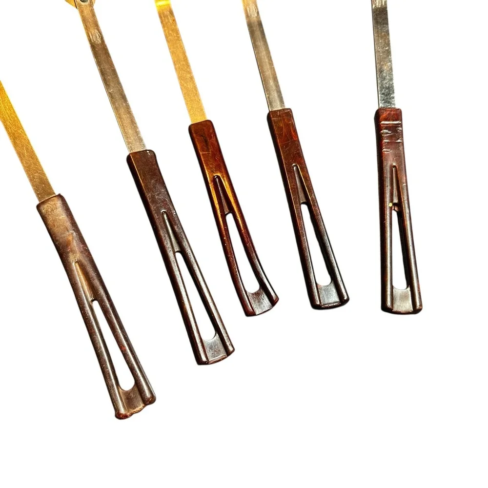 Stanhome Stainless‎ Steel Utensil Set Brown Bakelite Handles 5 Piece Spatulas
